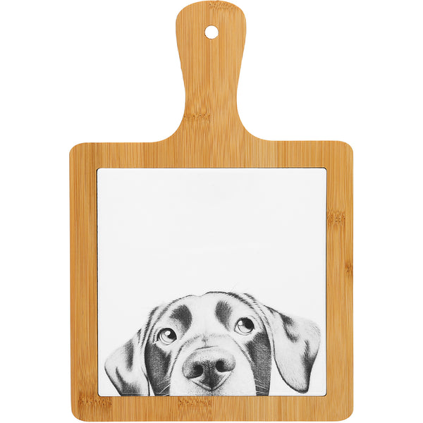 pavilion gift company Dog 7.5" Bamboo & Ceramic Tile Trivet
