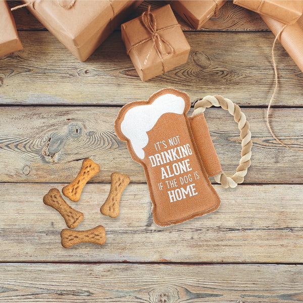 Pavilion Gift Company Dog Is Home 9" Canvas Dog Toy On Rope