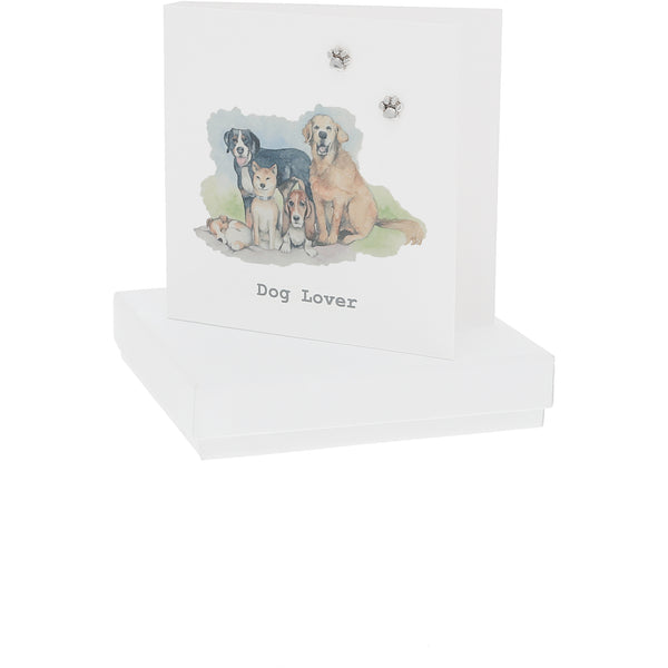pavilion gift company Dog Lover 6mm Sterling Silver Pawprint Stud Earrings