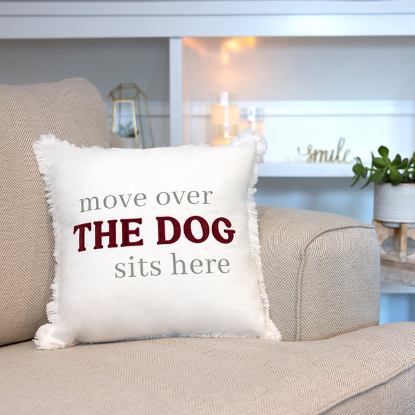 Pavilion Gift Company Dog Sits Here 18" Throw Pillow Cover