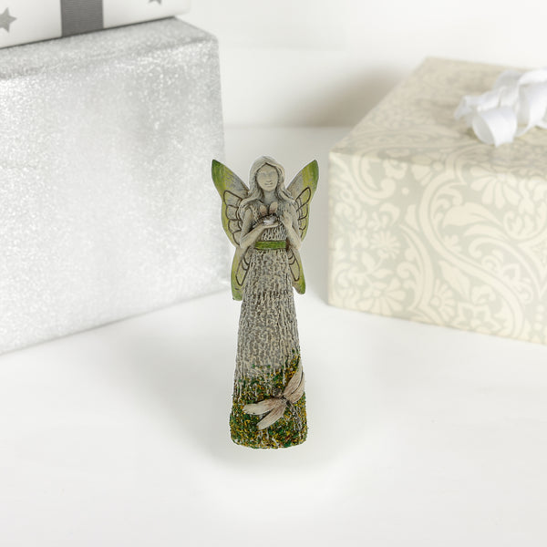 Pavilion Gift Company Dragonfly 4.5" Angel Holding A Dragonfly