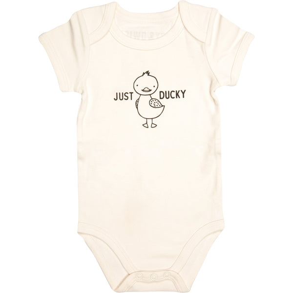 pavilion gift company Duck 6-12 Months Oatmeal Onesie