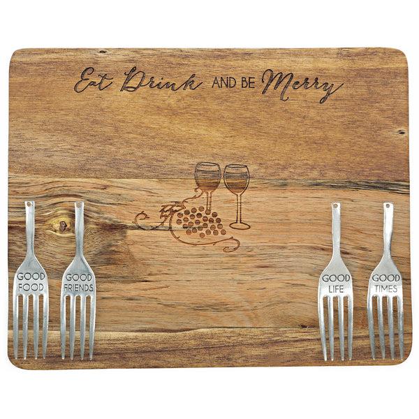 pavilion gift company Eat and Drink 9" Acacia Cheese/Bread Board Set