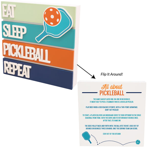 pavilion gift company Eat Sleep Pickleball 6.5" MDF Plaque