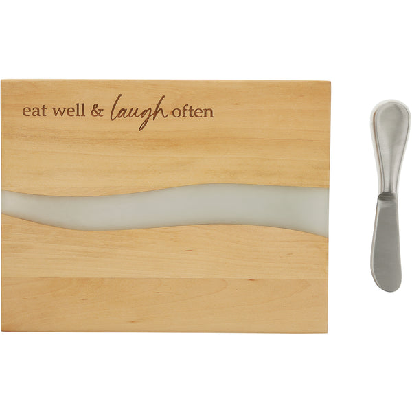 pavilion gift company Eat Well 9" Wood & Resin Cheese/Bread Board Set