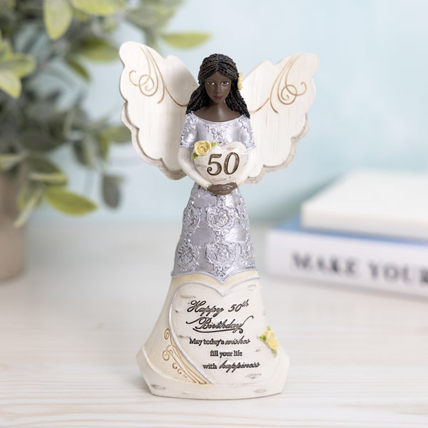 Pavilion Gift Company EBN 50th Birthday 6" EBN Angel Holding Heart