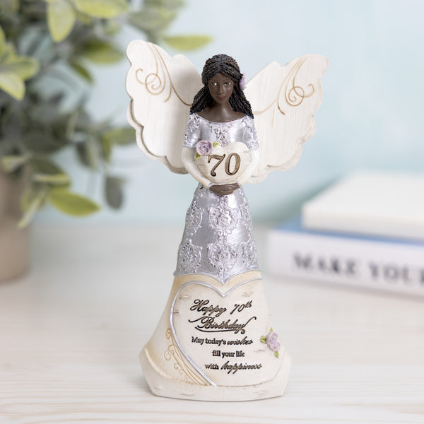 Pavilion Gift Company EBN 70th Birthday 6" EBN Angel Holding Heart