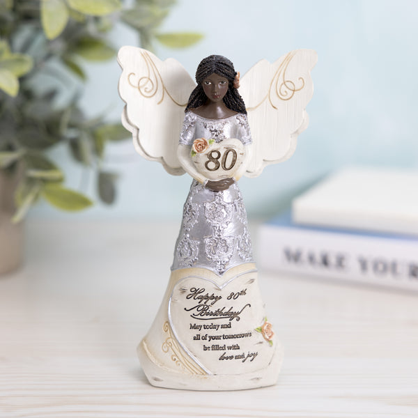 Pavilion Gift Company EBN 80th Birthday 6" EBN Angel Holding Heart