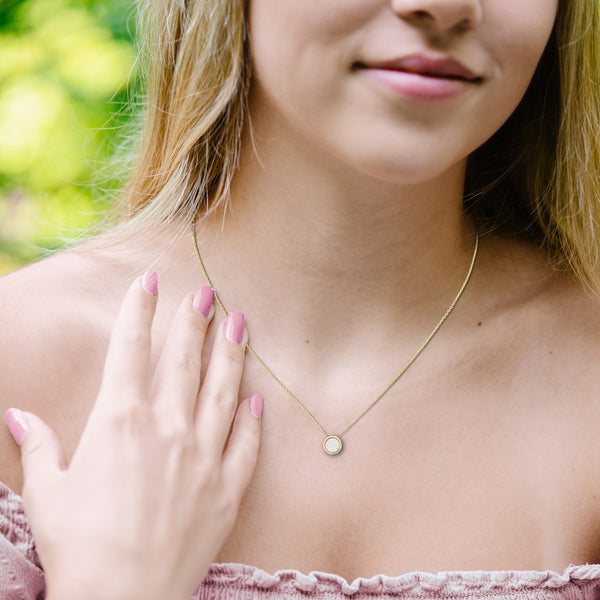 Pavilion Gift Company Elementary White Opal 16"-17.5" Gold Plated Necklace