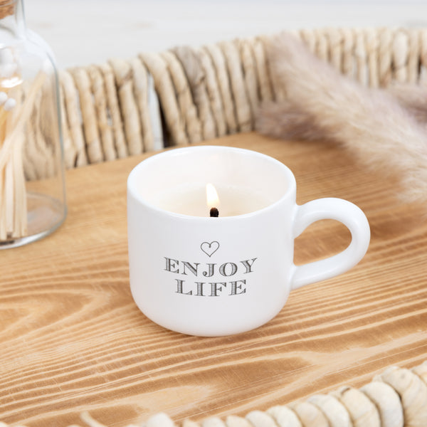 Pavilion Gift Company Enjoy Life 2 Oz Mini Mug 100% Soy Wax Candle Scent: Tranquility