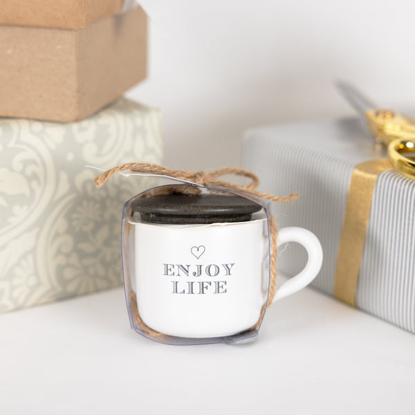 Pavilion Gift Company Enjoy Life 2 Oz Mini Mug 100% Soy Wax Candle Scent: Tranquility