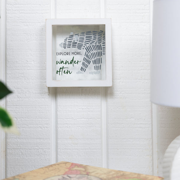 Pavilion Gift Company Explore 5" X 5" Framed Glass Plaque