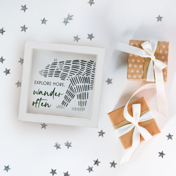 Pavilion Gift Company Explore 5" X 5" Framed Glass Plaque