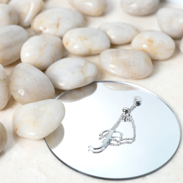 Pavilion Gift Company F Adjustable Rhodium Plated Monogram Ring