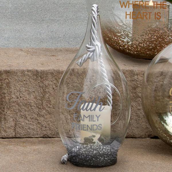 Pavilion Gift Company Faith 11.5" Smoke Glass Lantern