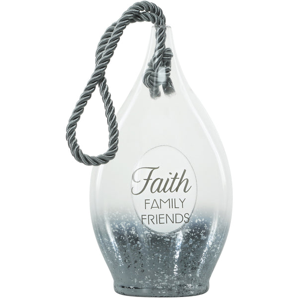 pavilion gift company Faith 11.5" Smoke Glass Lantern