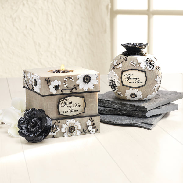 Pavilion Gift Company Faith 5" Square Tealight Holder