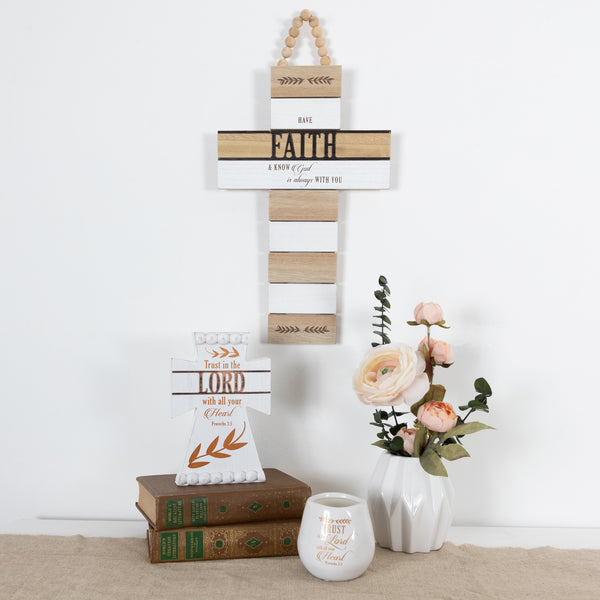 Pavilion Gift Company Faith 9.75" X 18" Hanging Cross Plaque