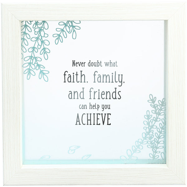 pavilion gift company Faith and Family 5" x 5" Framed Glass Plaque