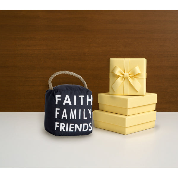 Pavilion Gift Company Faith Family Friends 5" X 6" Dark Gray Door Stopper