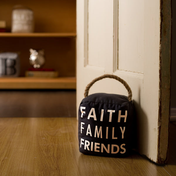 Pavilion Gift Company Faith Family Friends 5" X 6" Dark Gray Door Stopper
