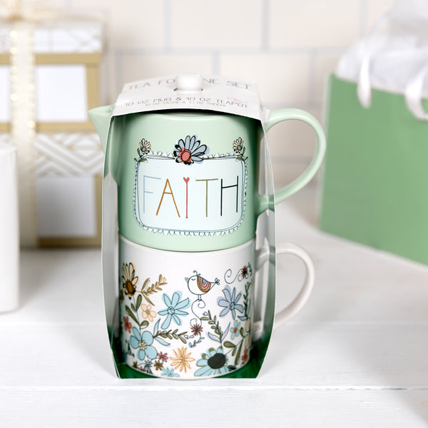 Pavilion Gift Company Faith Tea For One (10 Oz Teapot & 10 Oz Cup)