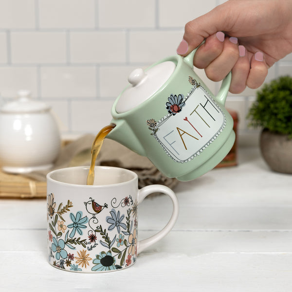 Pavilion Gift Company Faith Tea For One (10 Oz Teapot & 10 Oz Cup)