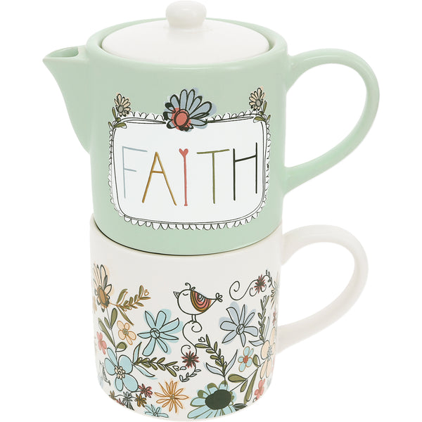 pavilion gift company Faith Tea for One (10 oz Teapot & 10 oz Cup)