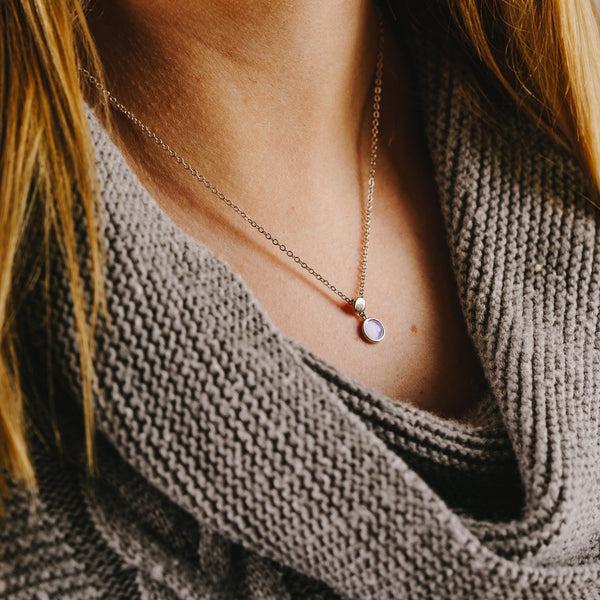 Pavilion Gift Company Faith Violet Mist Opal 16.5"-18.5" Rhodium Plated Inspirational Necklace