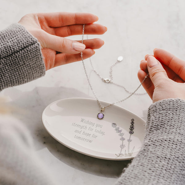 Pavilion Gift Company Faith Violet Mist Opal 16.5"-18.5" Rhodium Plated Inspirational Necklace