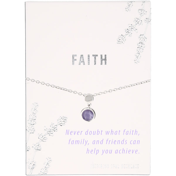 pavilion gift company Faith Violet Mist Opal 16.5"-18.5" Rhodium Plated Inspirational Necklace