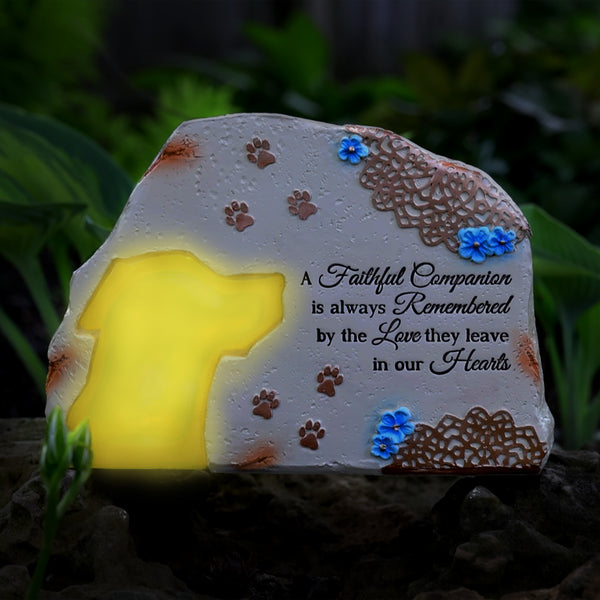 Pavilion Gift Company Faithful Companion 7" X 5" Solar Memorial Garden Stone