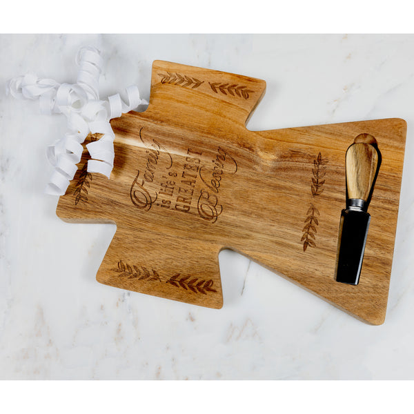 Pavilion Gift Company Family 12" Acacia Cheese/Bread Board Set