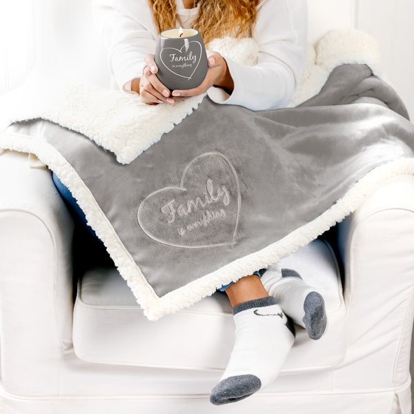 Pavilion Gift Company Family 42" X 50" Sherpa Lined Royal Plush Blanket Gift Set