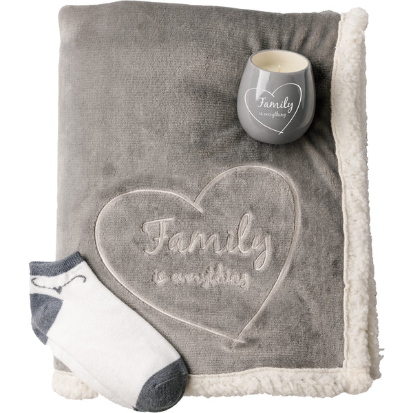 pavilion gift company Family 42" x 50" Sherpa Lined Royal Plush Blanket Gift Set