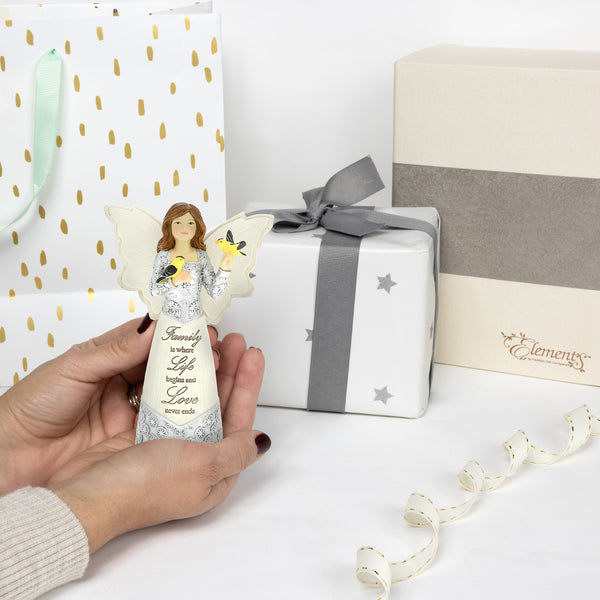 Pavilion Gift Company Family 5.5" Angel Figurine With Goldfinches
