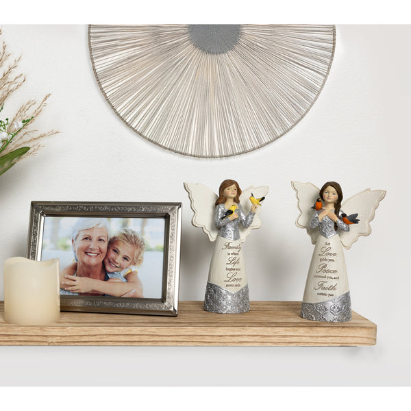 Pavilion Gift Company Family 5.5" Angel Figurine With Goldfinches