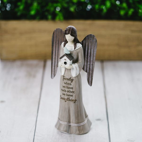 Pavilion Gift Company Family 7.5" Angel Holding Birdhouse