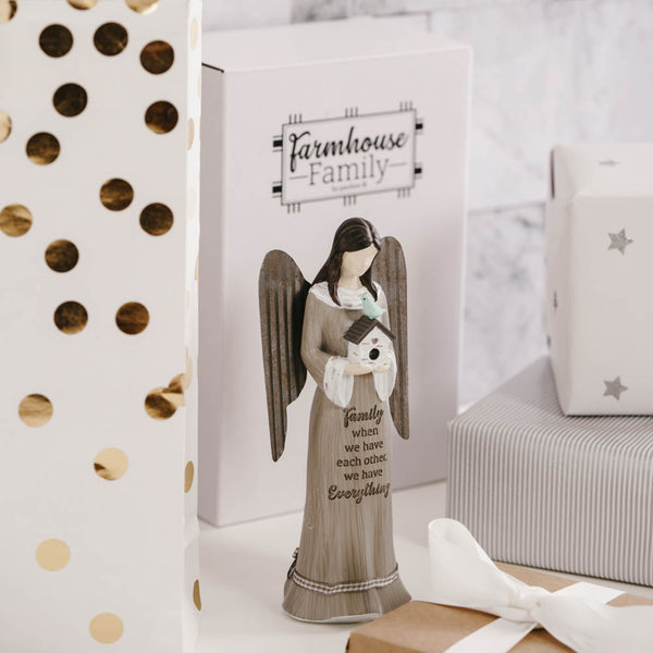 Pavilion Gift Company Family 7.5" Angel Holding Birdhouse