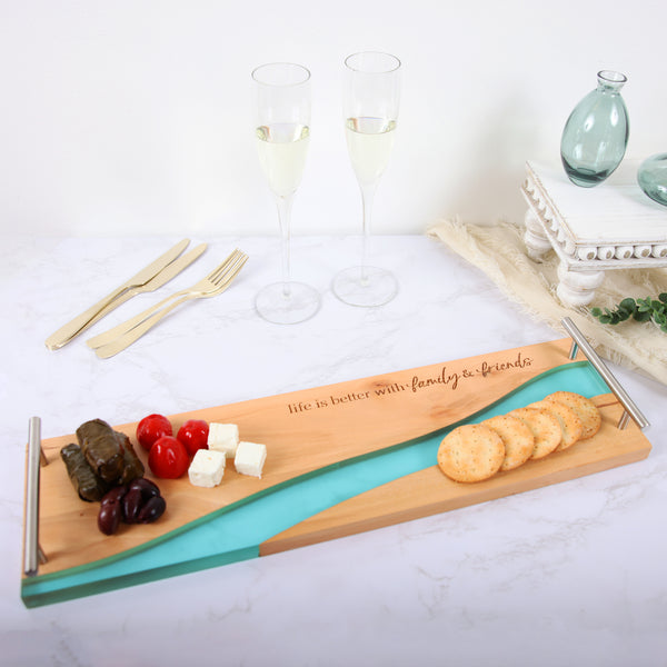 Pavilion Gift Company Family & Friends 21" Wood & Resin Cheese/Bread Board Set