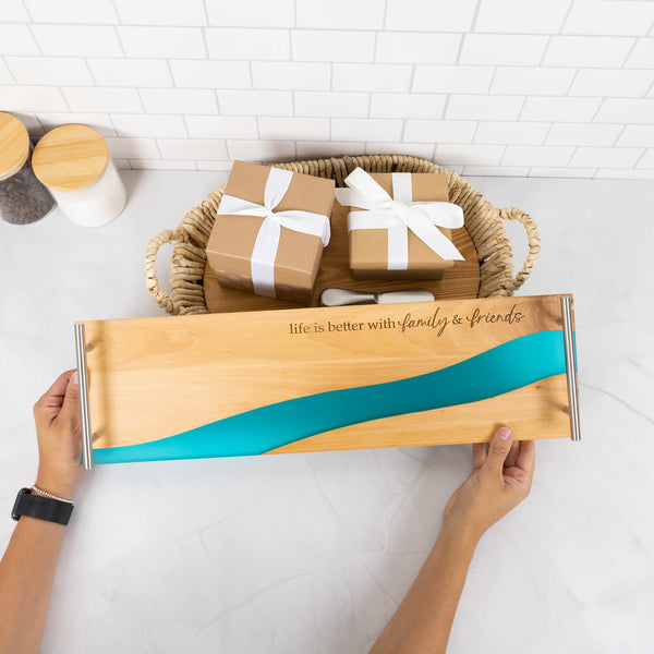 Pavilion Gift Company Family & Friends 21" Wood & Resin Cheese/Bread Board Set