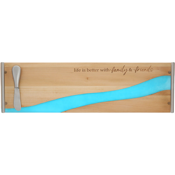 pavilion gift company Family & Friends 21" Wood & Resin Cheese/Bread Board Set