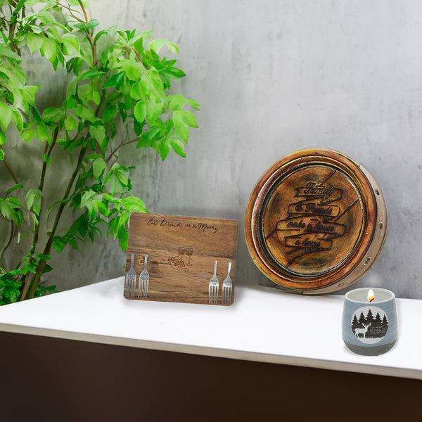 Pavilion Gift Company Family & Friends 7.5" Burnt Wood Decorative Plaque