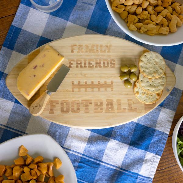 Pavilion Gift Company Family Friends Football Bamboo Serving Board Set