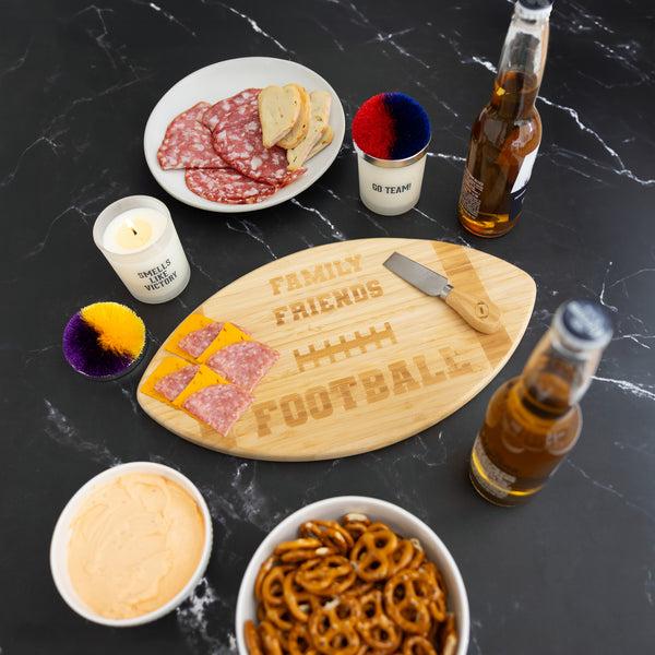 Pavilion Gift Company Family Friends Football Bamboo Serving Board Set