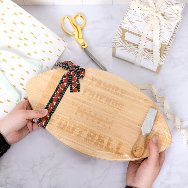 Pavilion Gift Company Family Friends Football Bamboo Serving Board Set