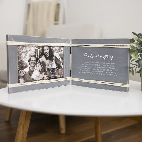 Pavilion Gift Company Family Is Everything 8.5" X 6.5" Hinged Sentiment Frame (Holds 7" X 5" Photo)