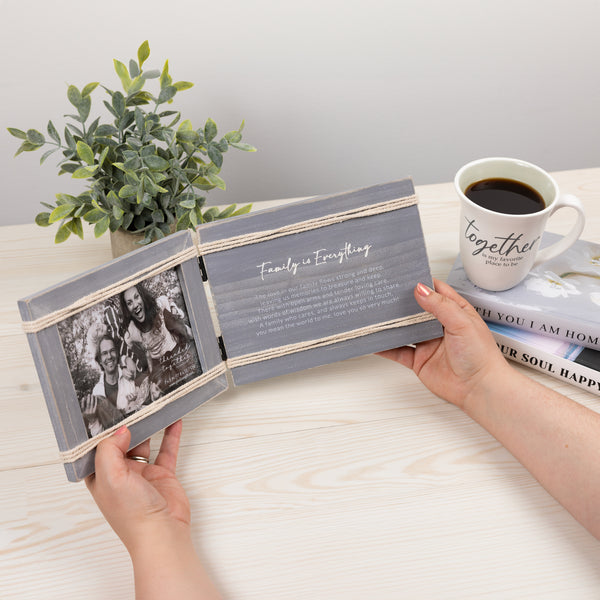 Pavilion Gift Company Family Is Everything 8.5" X 6.5" Hinged Sentiment Frame (Holds 7" X 5" Photo)