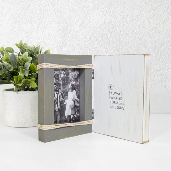 Pavilion Gift Company Family Like Ours 5.5" X 7.5" Hinged Sentiment Frame (Holds 4" X 6" Photo)