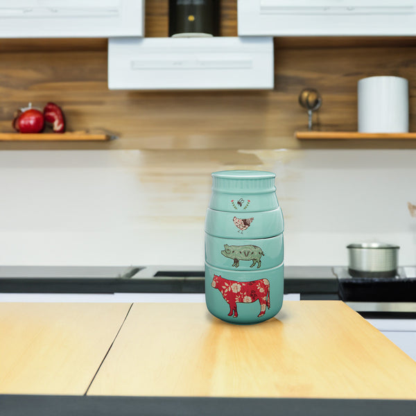 Pavilion Gift Company Farm Animals 6" X 3.5" Stacked Measuring Cups